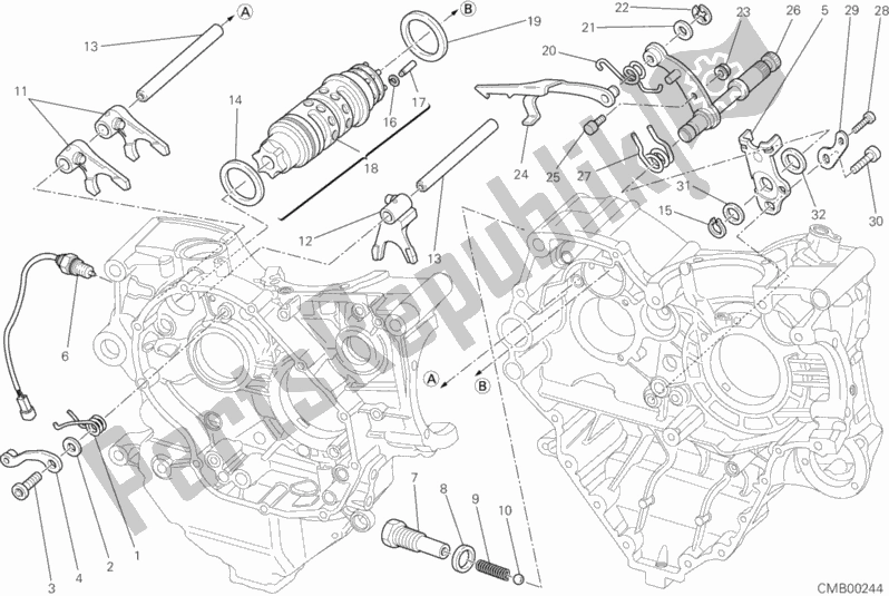 All parts for the Gear Change Mechanism of the Ducati Multistrada 1200 ABS USA 2010